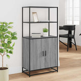 vidaXL Hoge kast 68x35x139 cm bewerkt hout en metaal zwart