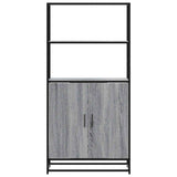 vidaXL Hoge kast 68x35x139 cm bewerkt hout en metaal zwart