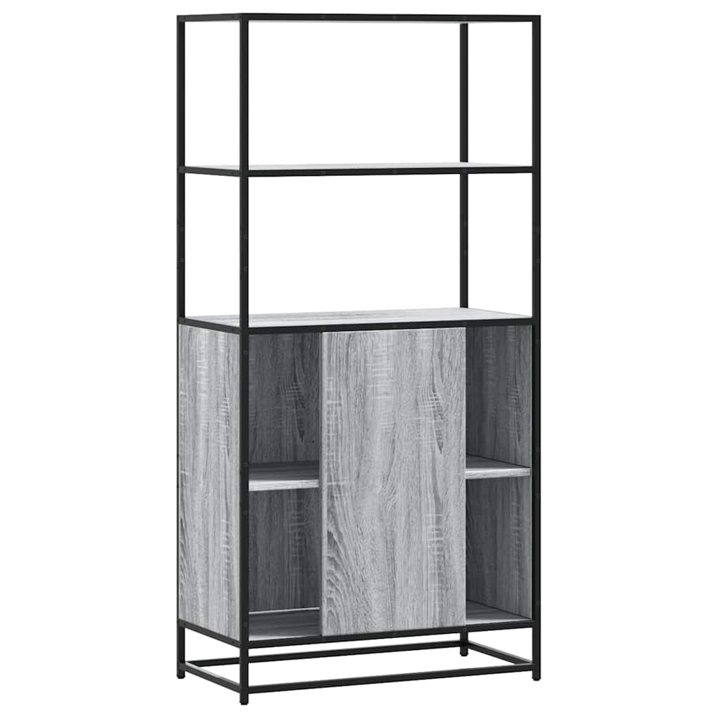 vidaXL Hoge kast 68x35x139 cm bewerkt hout en metaal zwart