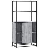 vidaXL Hoge kast 68x35x139 cm bewerkt hout en metaal zwart