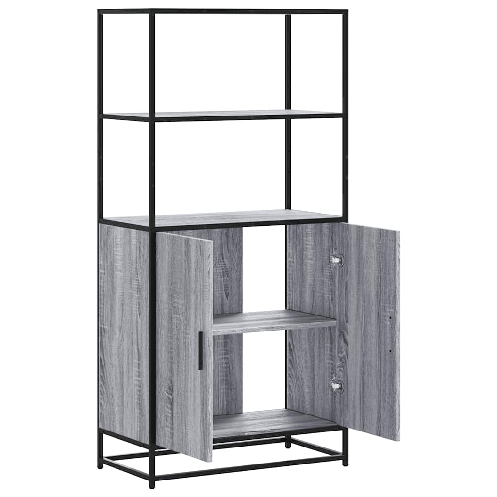 vidaXL Hoge kast 68x35x139 cm bewerkt hout en metaal zwart