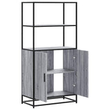 vidaXL Hoge kast 68x35x139 cm bewerkt hout en metaal zwart
