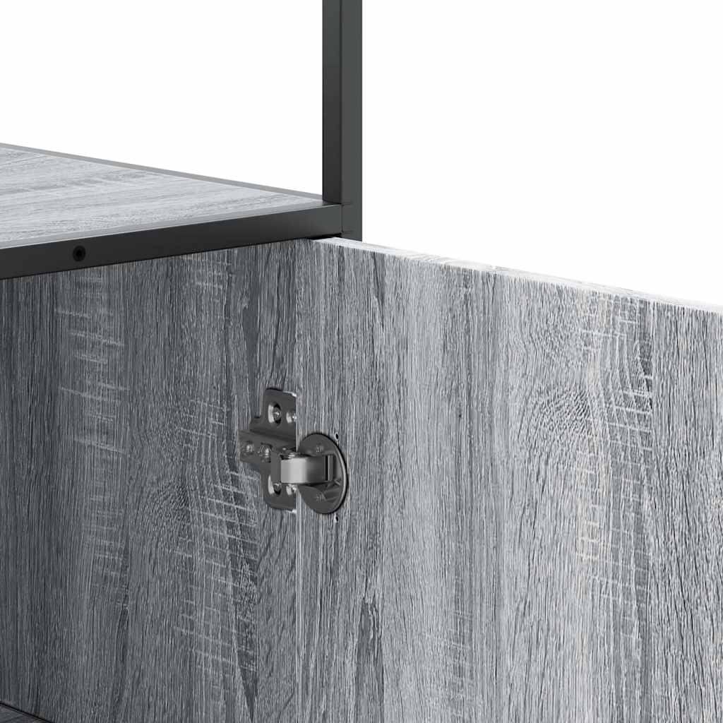 vidaXL Hoge kast 68x35x139 cm bewerkt hout en metaal zwart