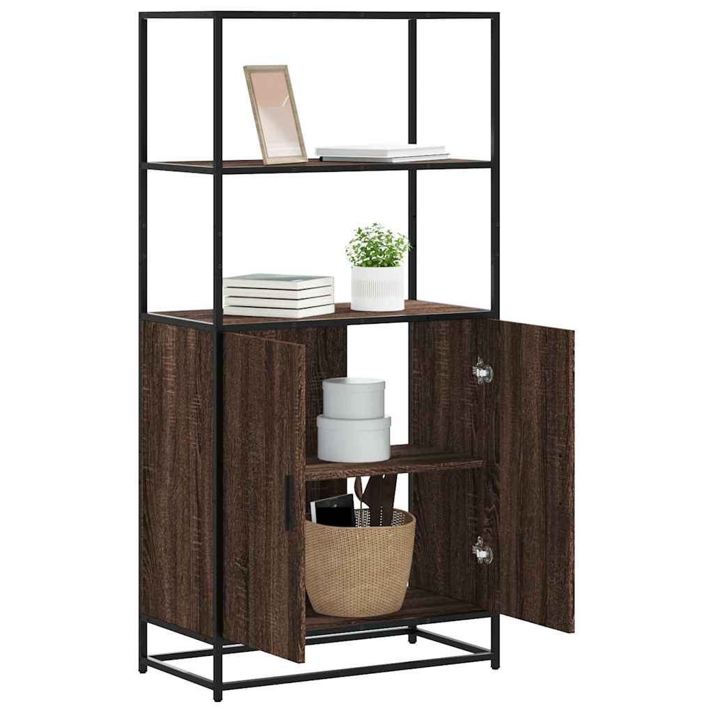vidaXL Hoge kast 68x35x139 cm bewerkt hout en metaal zwart