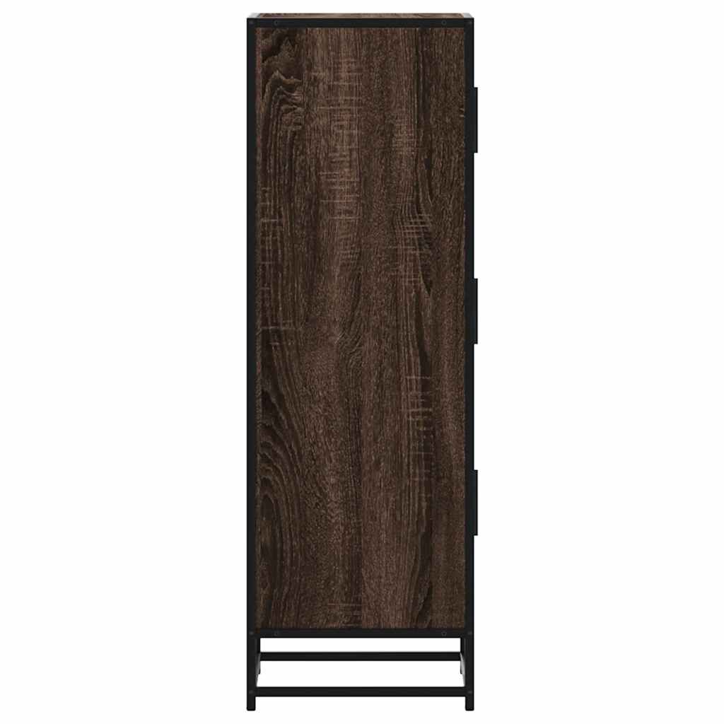 vidaXL Tall cabinet 35.5x35x106.5 cm engineered wood and metal brown oak