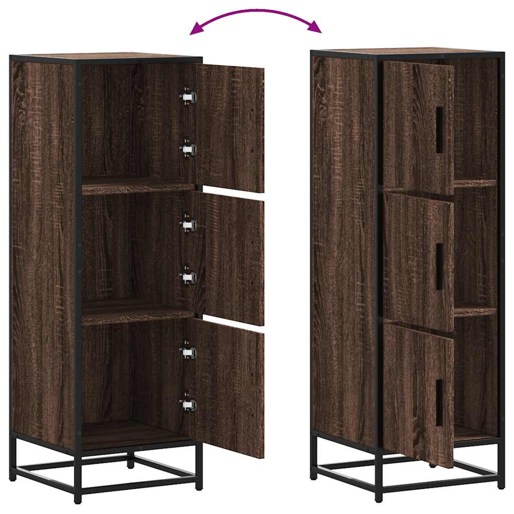 vidaXL Tall cabinet 35.5x35x106.5 cm engineered wood and metal brown oak