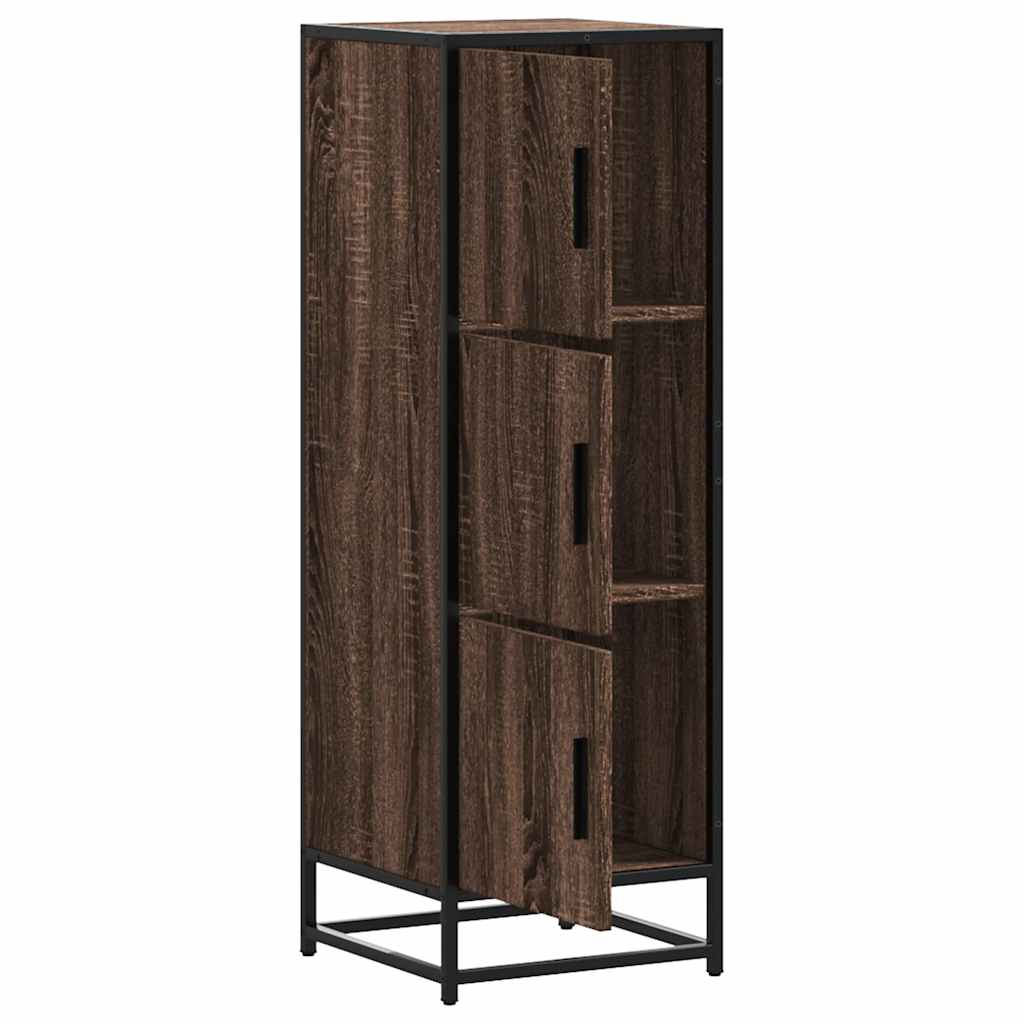 vidaXL Tall cabinet 35.5x35x106.5 cm engineered wood and metal brown oak