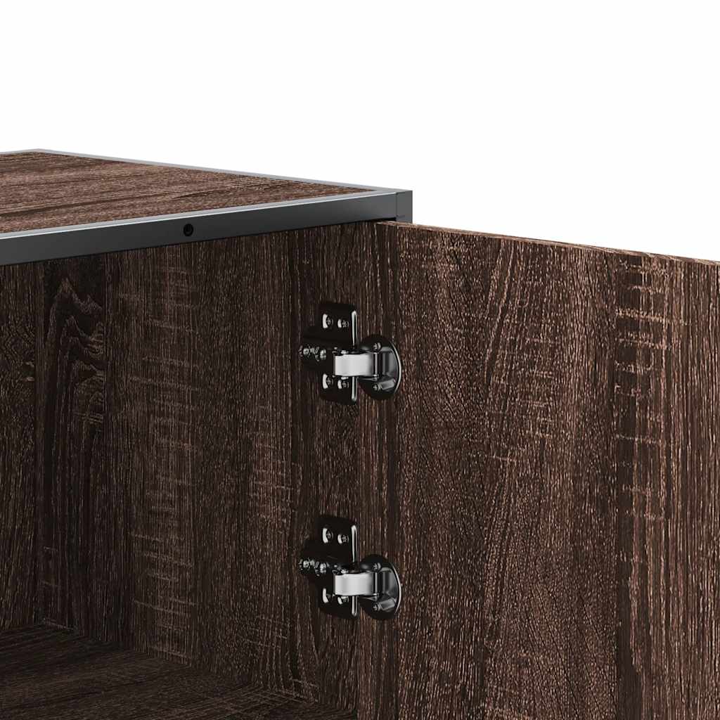 vidaXL Tall cabinet 35.5x35x106.5 cm engineered wood and metal brown oak