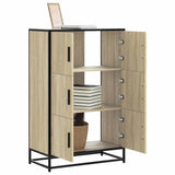 vidaXL Hoge kast 68x35x106,5 cm bewerkt hout en metaal zwart