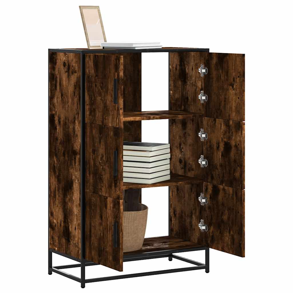 vidaXL Hoge kast 68x35x106,5 cm bewerkt hout en metaal zwart