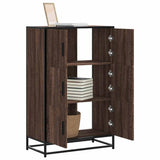 vidaXL Hoge kast 68x35x106,5 cm bewerkt hout en metaal zwart