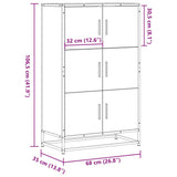 vidaXL Hoge kast 68x35x106,5 cm bewerkt hout en metaal zwart