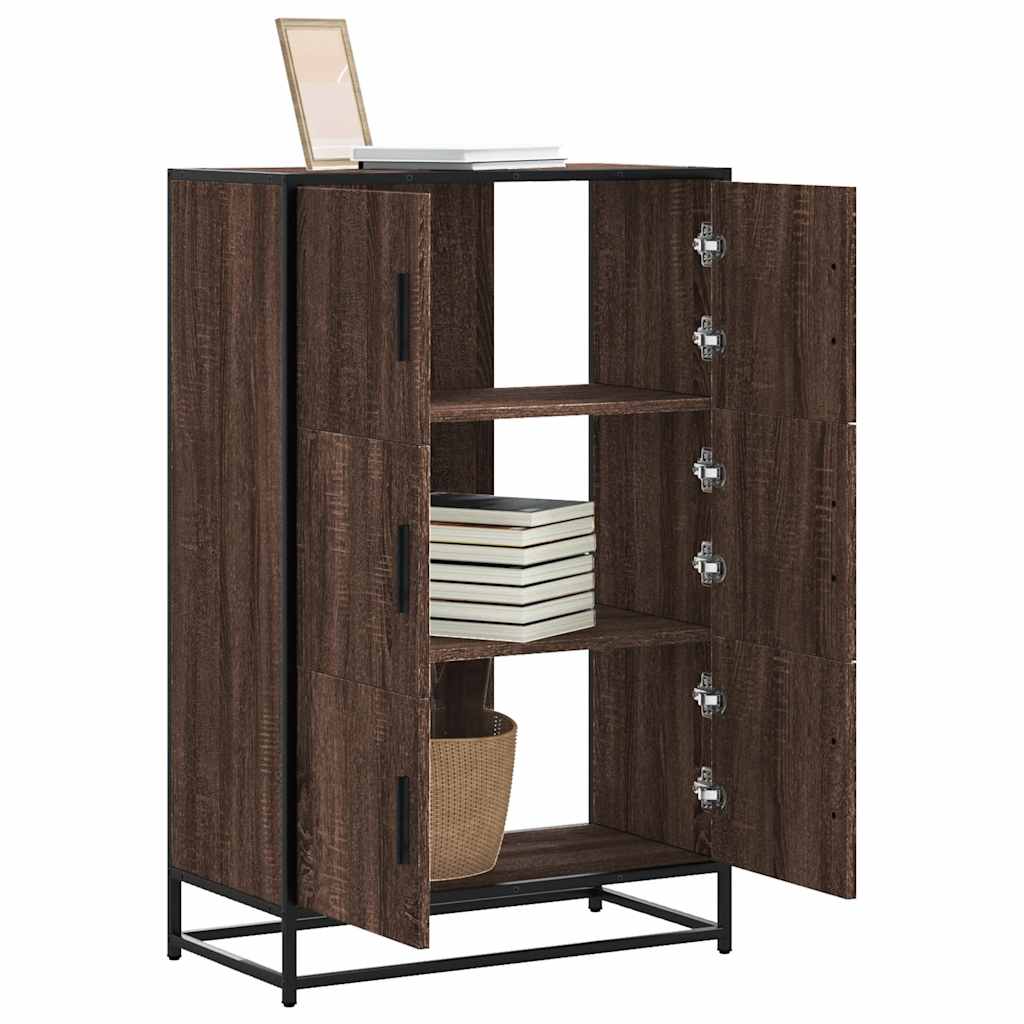 vidaXL Hoge kast 68x35x106,5 cm bewerkt hout en metaal zwart