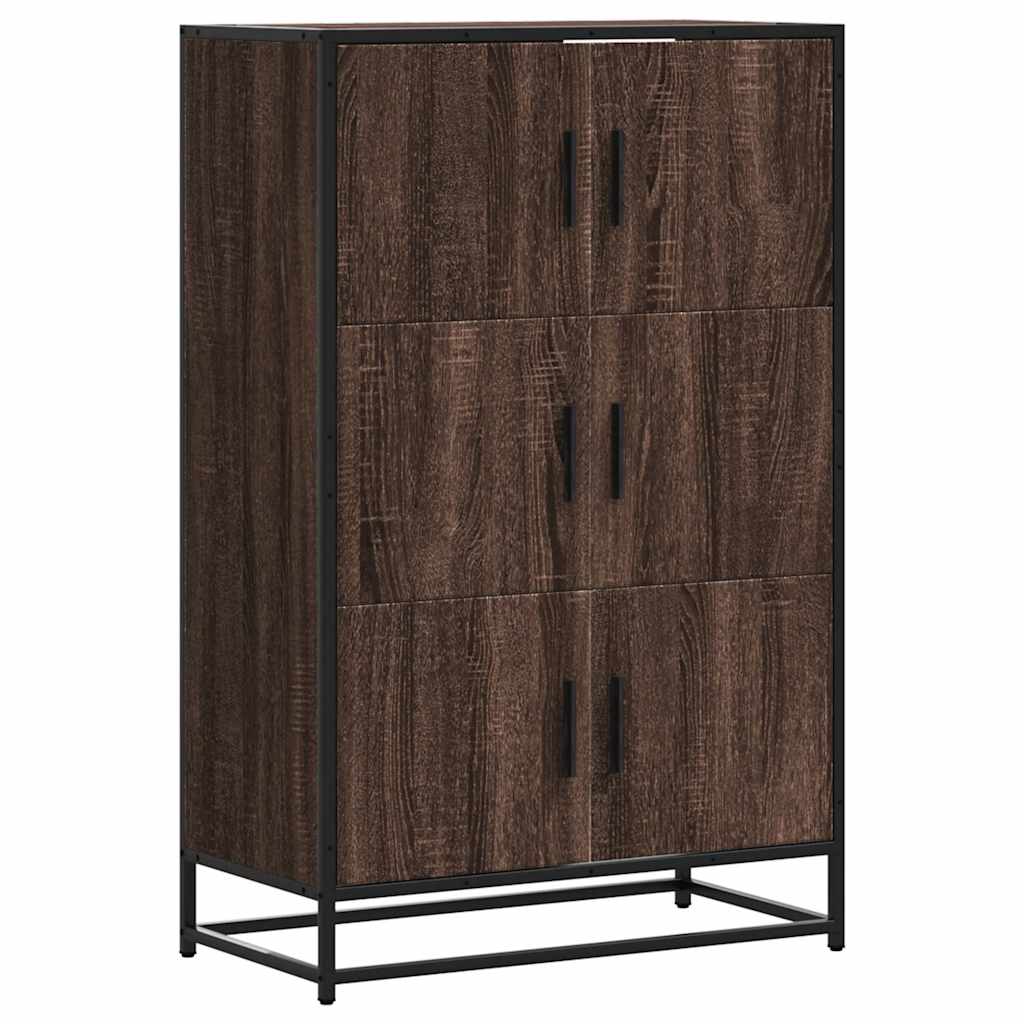 vidaXL Hoge kast 68x35x106,5 cm bewerkt hout en metaal zwart