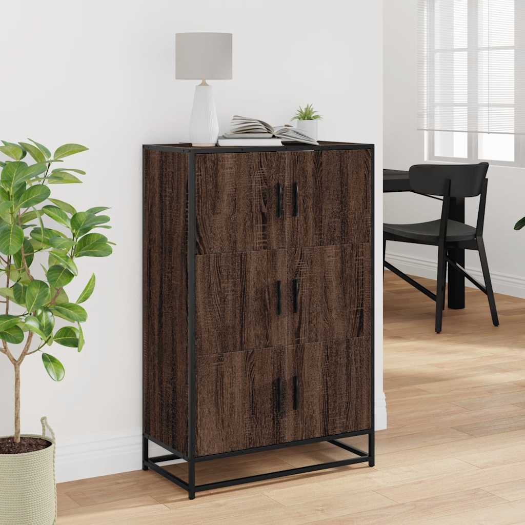 vidaXL Hoge kast 68x35x106,5 cm bewerkt hout en metaal zwart