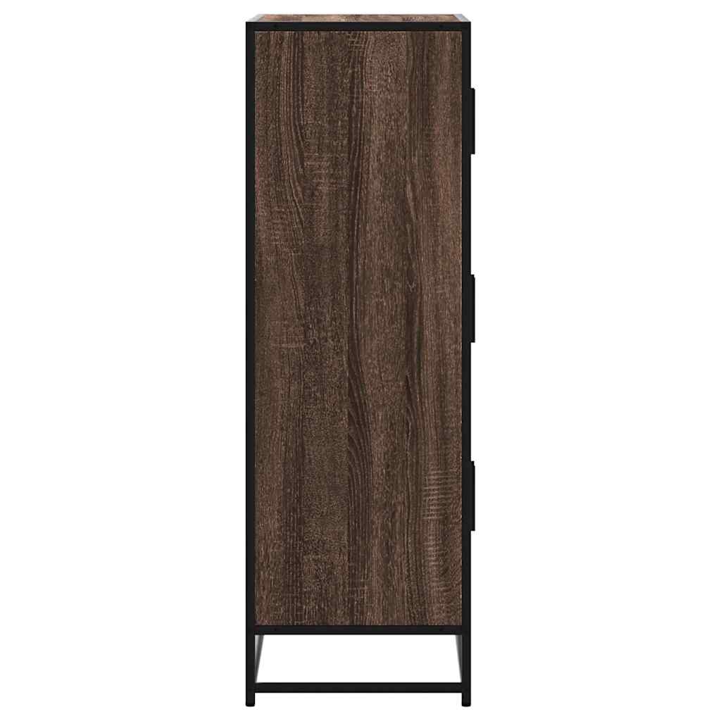 vidaXL Hoge kast 68x35x106,5 cm bewerkt hout en metaal zwart