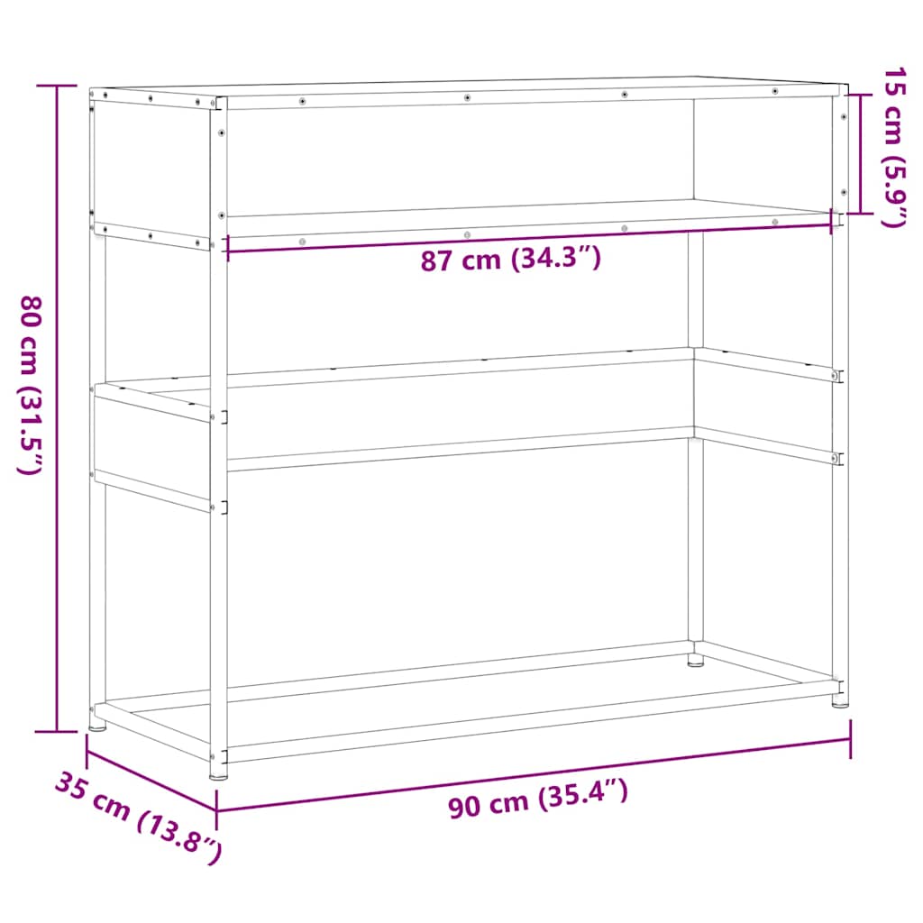 vidaXL Wandtafel 90x35x80 cm bewerkt hout zwart
