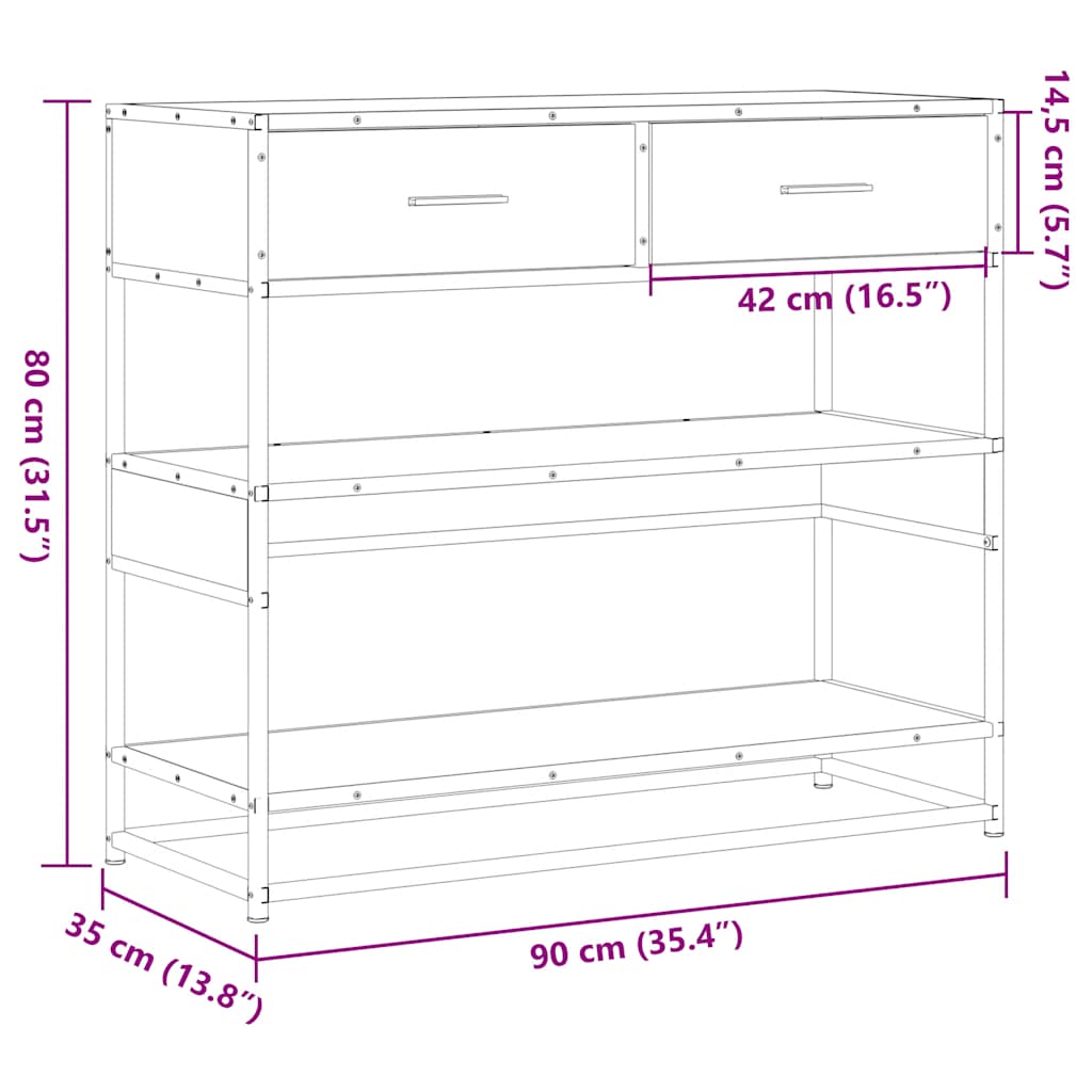 vidaXL Wandtafel 90x35x80 cm bewerkt hout zwart