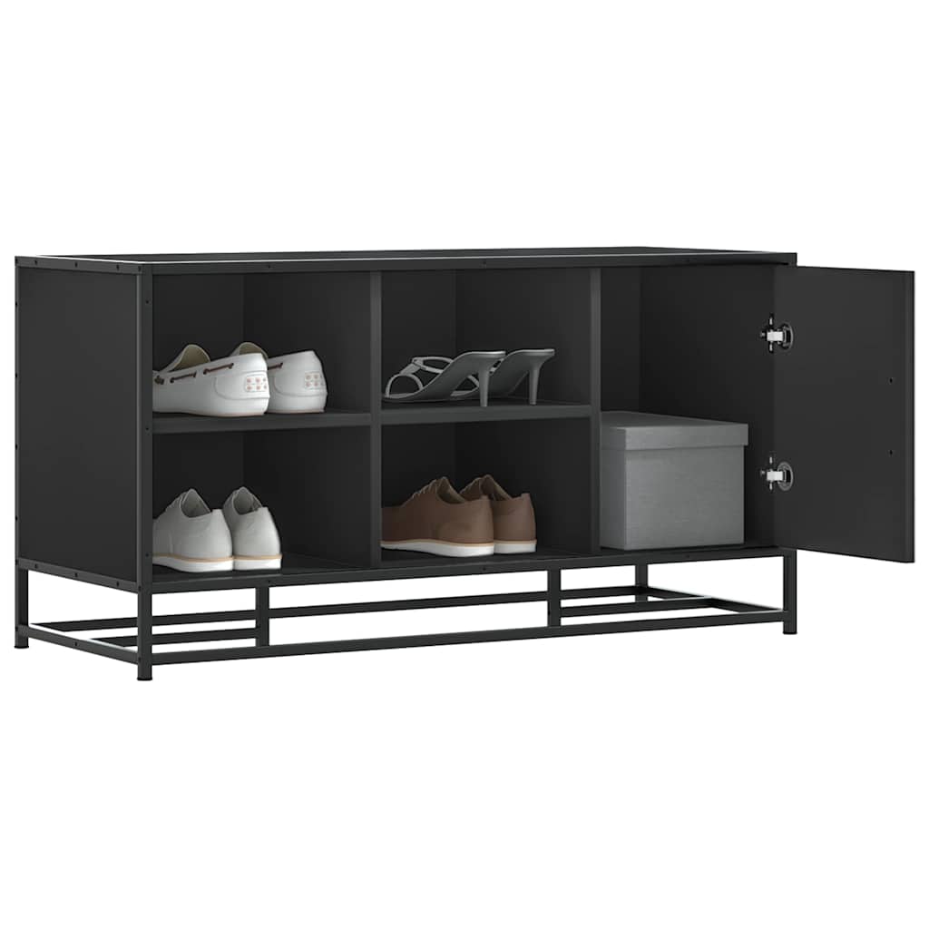 vidaXL Schoenenbank 100x40x53,5 cm bewerkt hout en metaal zwart