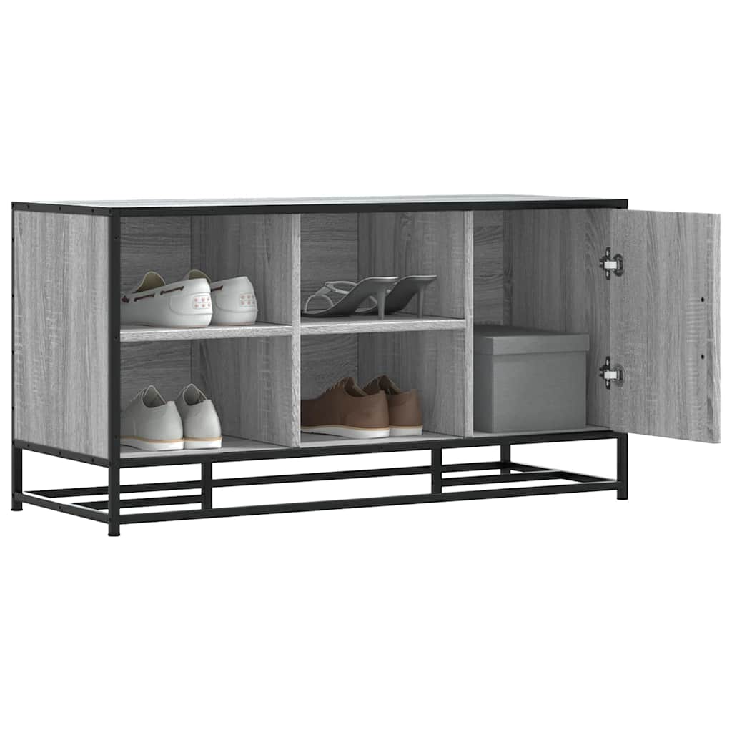 vidaXL Schoenenbank 100x40x53,5 cm bewerkt hout en metaal zwart