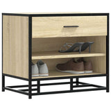 vidaXL Schoenenbank 60x40x53,5 cm bewerkt hout en metaal zwart
