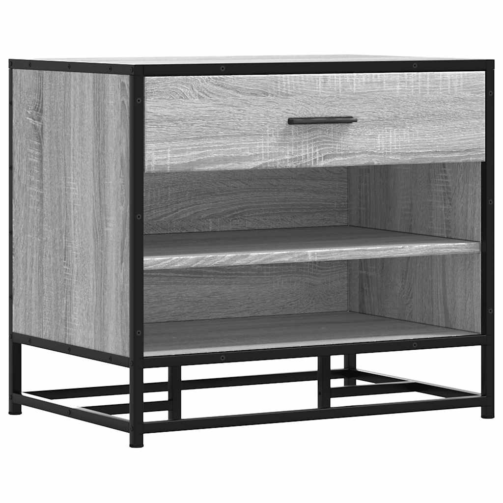 vidaXL Schoenenbank 60x40x53,5 cm bewerkt hout en metaal zwart