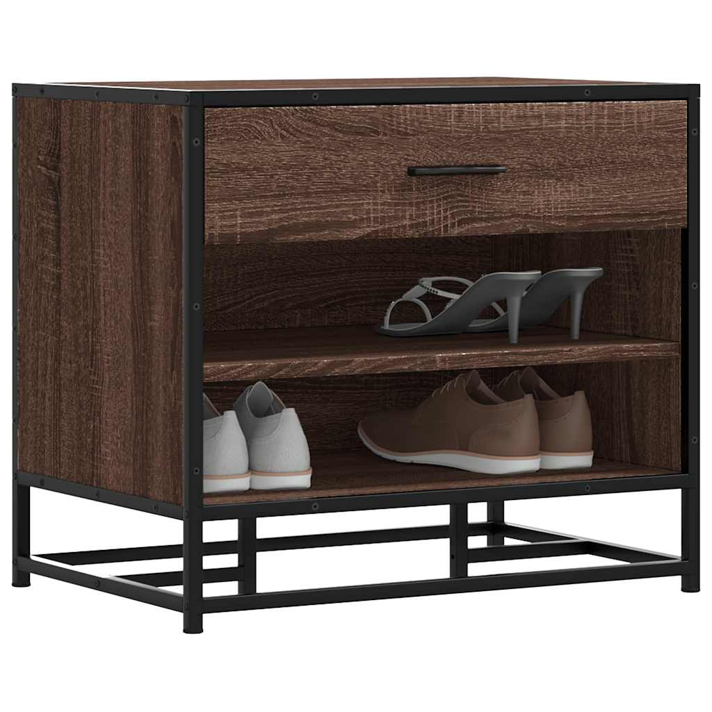 vidaXL Schoenenbank 60x40x53,5 cm bewerkt hout en metaal zwart