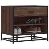 vidaXL Schoenenbank 60x40x53,5 cm bewerkt hout en metaal zwart