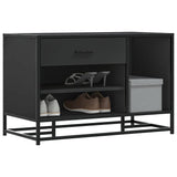 vidaXL Schoenenbank 80x40x53,5 cm bewerkt hout en metaal zwart