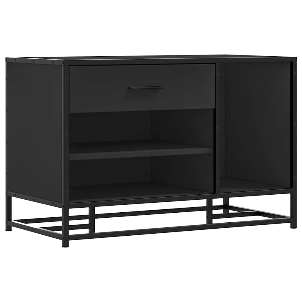 vidaXL Schoenenbank 80x40x53,5 cm bewerkt hout en metaal zwart