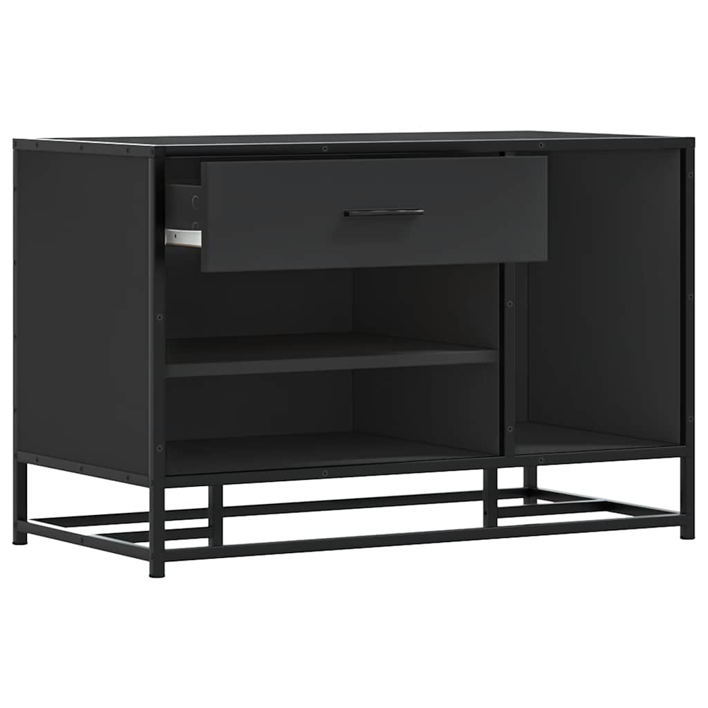 vidaXL Schoenenbank 80x40x53,5 cm bewerkt hout en metaal zwart