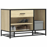 vidaXL Schoenenbank 80x40x53,5 cm bewerkt hout en metaal zwart