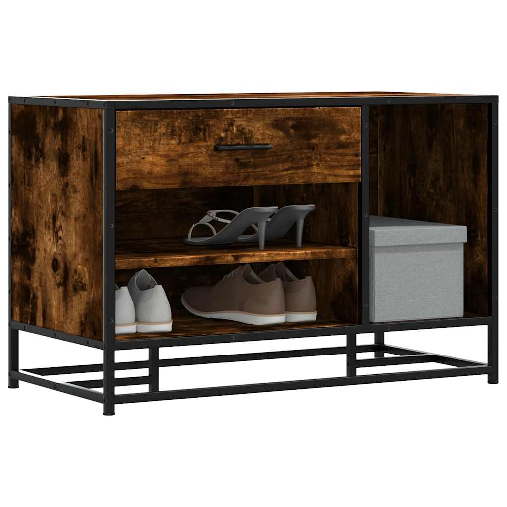 vidaXL Schoenenbank 80x40x53,5 cm bewerkt hout en metaal zwart