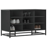 vidaXL Schoenenbank 84x40x53,5 cm bewerkt hout en metaal zwart