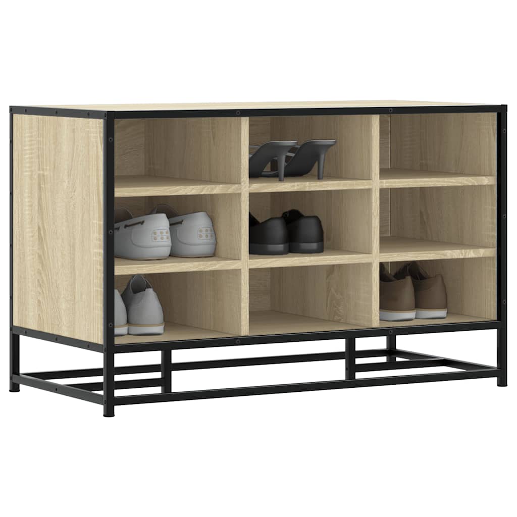 vidaXL Schoenenbank 84x40x53,5 cm bewerkt hout en metaal zwart