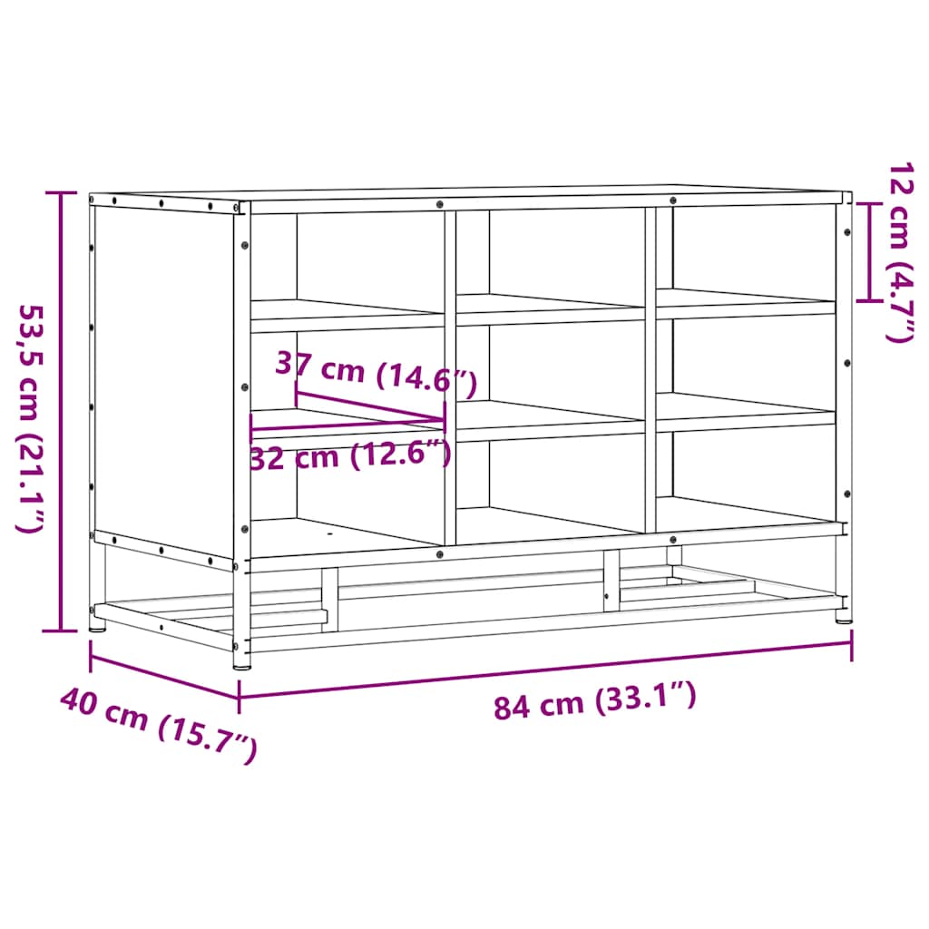 vidaXL Schoenenbank 84x40x53,5 cm bewerkt hout en metaal zwart