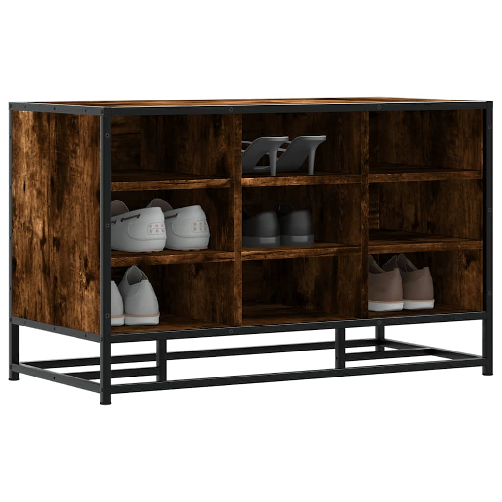 vidaXL Schoenenbank 84x40x53,5 cm bewerkt hout en metaal zwart