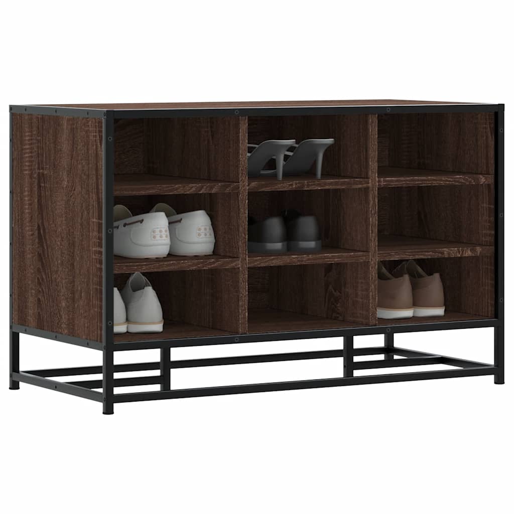 vidaXL Schoenenbank 84x40x53,5 cm bewerkt hout en metaal zwart
