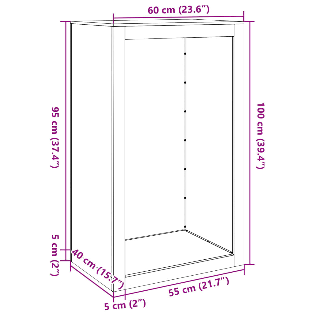 vidaXL Haardhoutrek 100x40x100 cm staal zwart