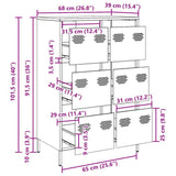 vidaXL Hoge kast 68x39x101,5 cm staal zwart