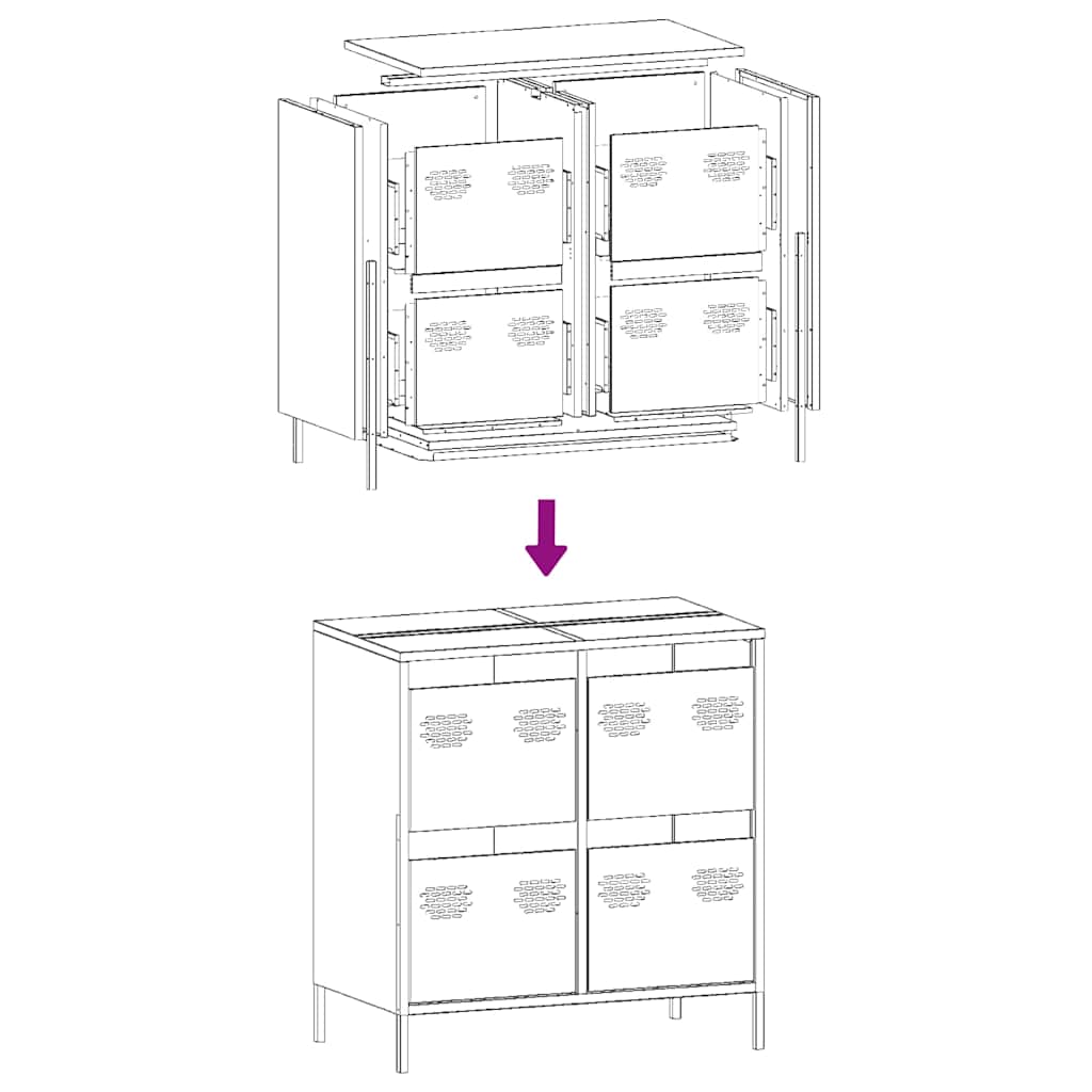 vidaXL Dressoir 68x39x73,5 cm koudgewalst staal zwart