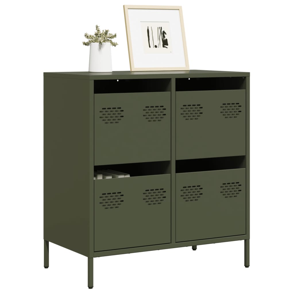 vidaXL Dressoir 68x39x73,5 cm koudgewalst staal zwart