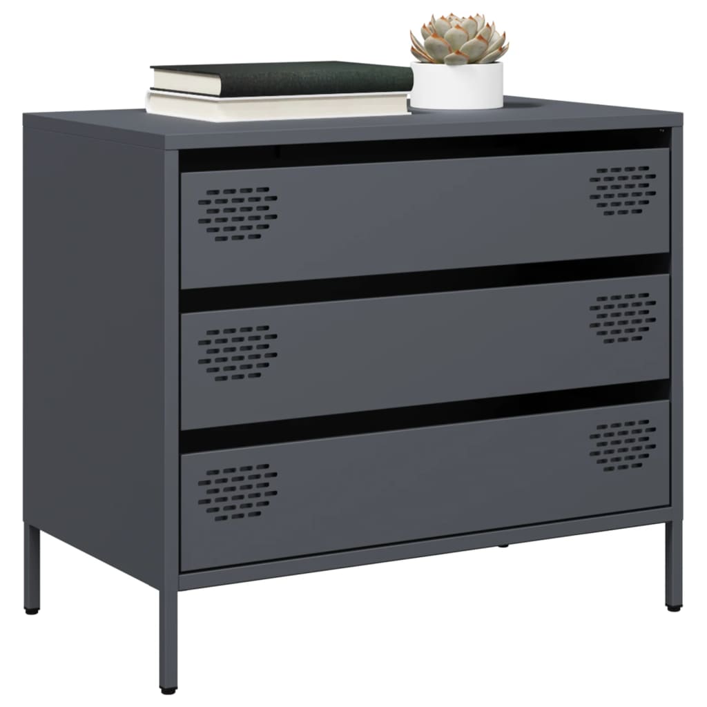 vidaXL Dressoir 68x39x58,5 cm koudgewalst staal zwart