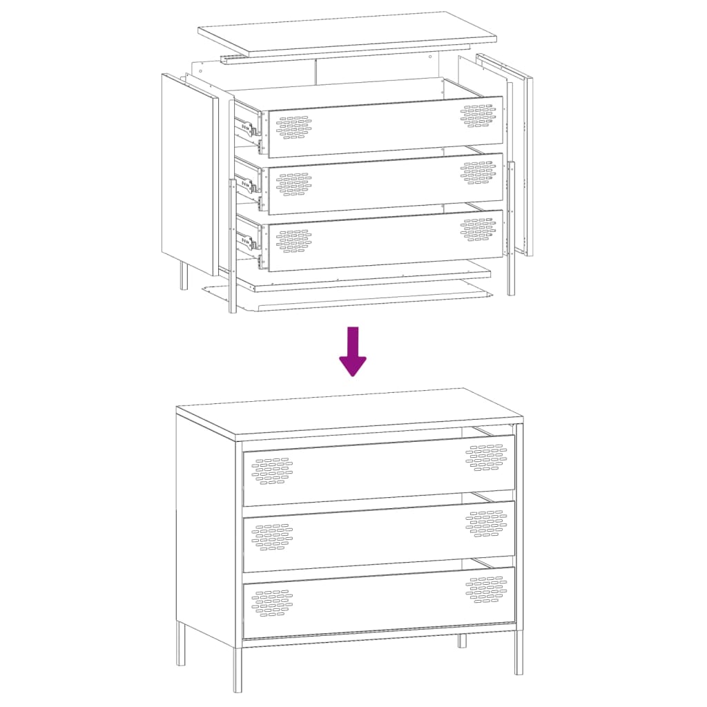 vidaXL Dressoir 68x39x58,5 cm koudgewalst staal zwart
