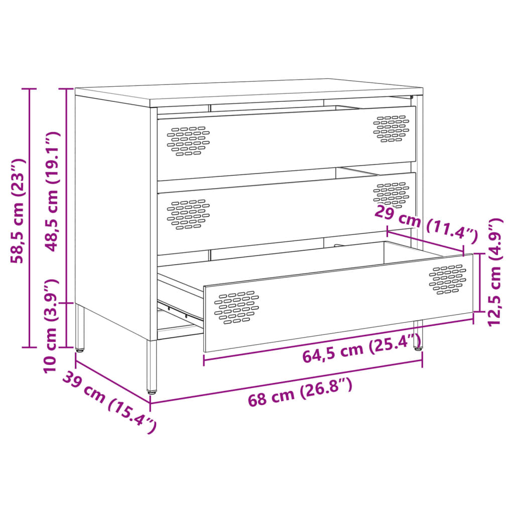 vidaXL Dressoir 68x39x58,5 cm koudgewalst staal zwart