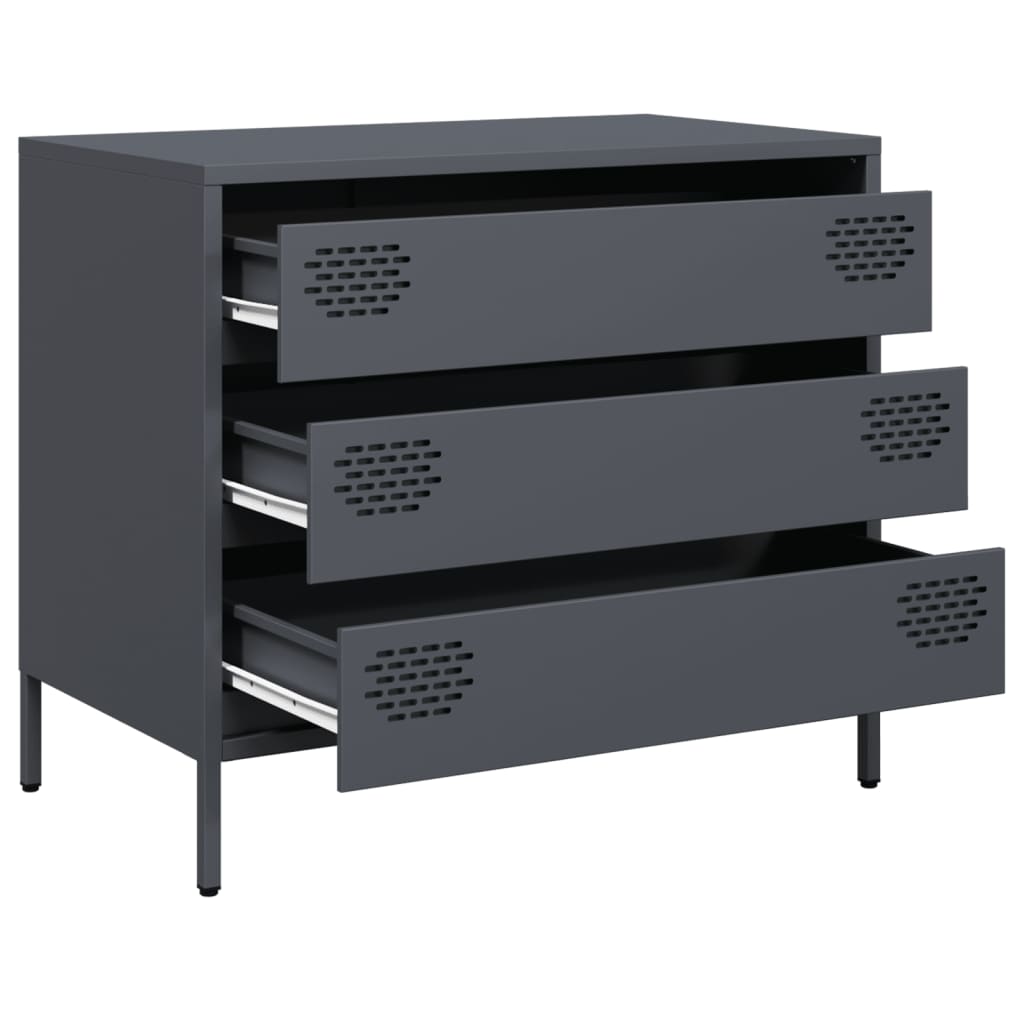 vidaXL Dressoir 68x39x58,5 cm koudgewalst staal zwart