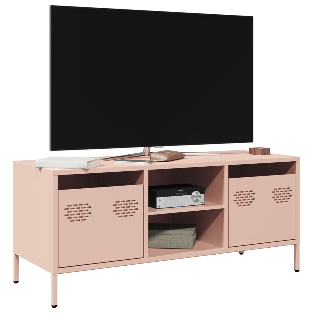 vidaXL Tv-meubel 101,5x39x43,5 cm koudgewalst staal zwart