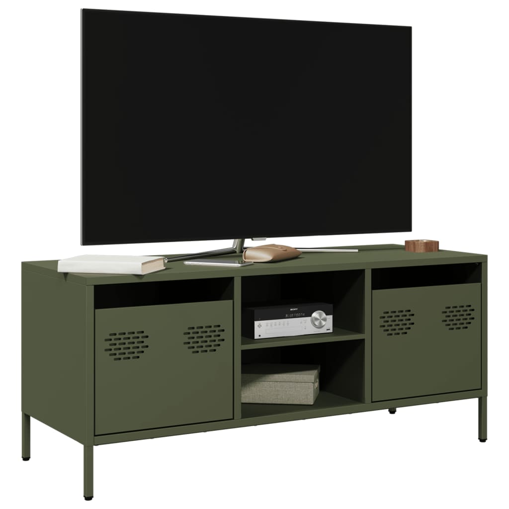 vidaXL Tv-meubel 101,5x39x43,5 cm koudgewalst staal zwart
