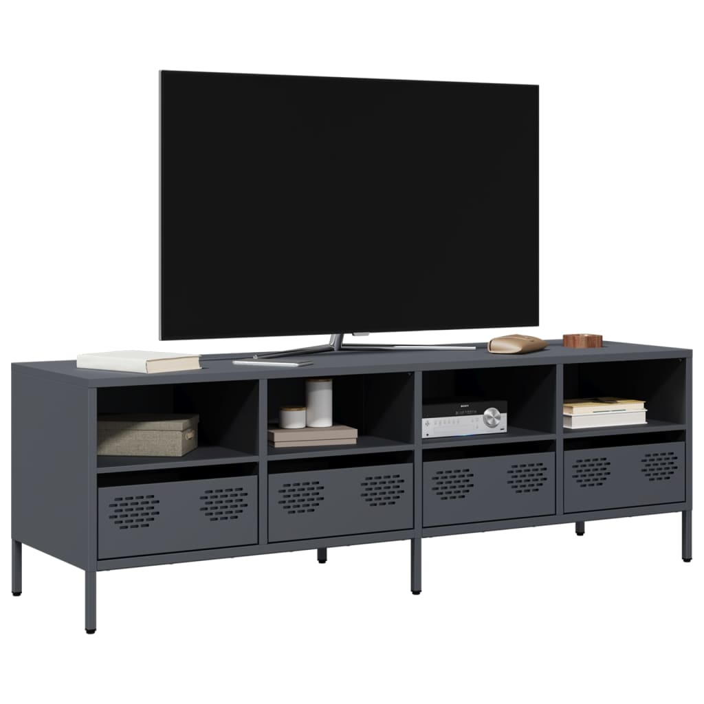 vidaXL TV Cabinet 202x39x43.5 cm Cold-Rolled Steel Black