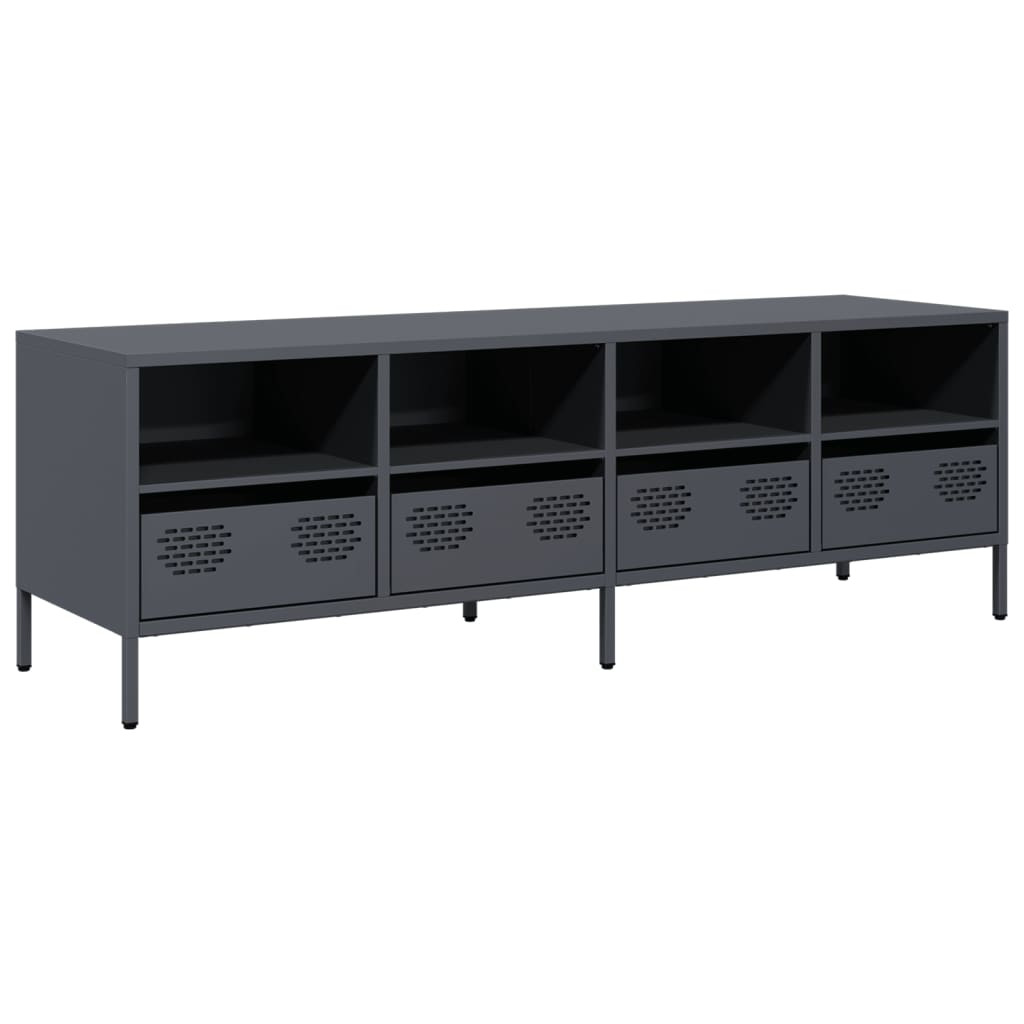 vidaXL TV Cabinet 202x39x43.5 cm Cold-Rolled Steel Black